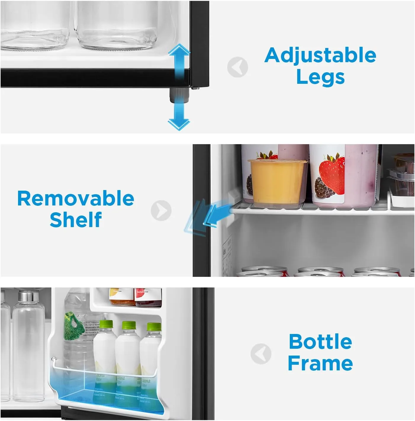 Midea WHS-65LB1 Compact Single Reversible Door Refrigerator, 1.6 Cubic Feet(0.045 Cubic Meter), Black