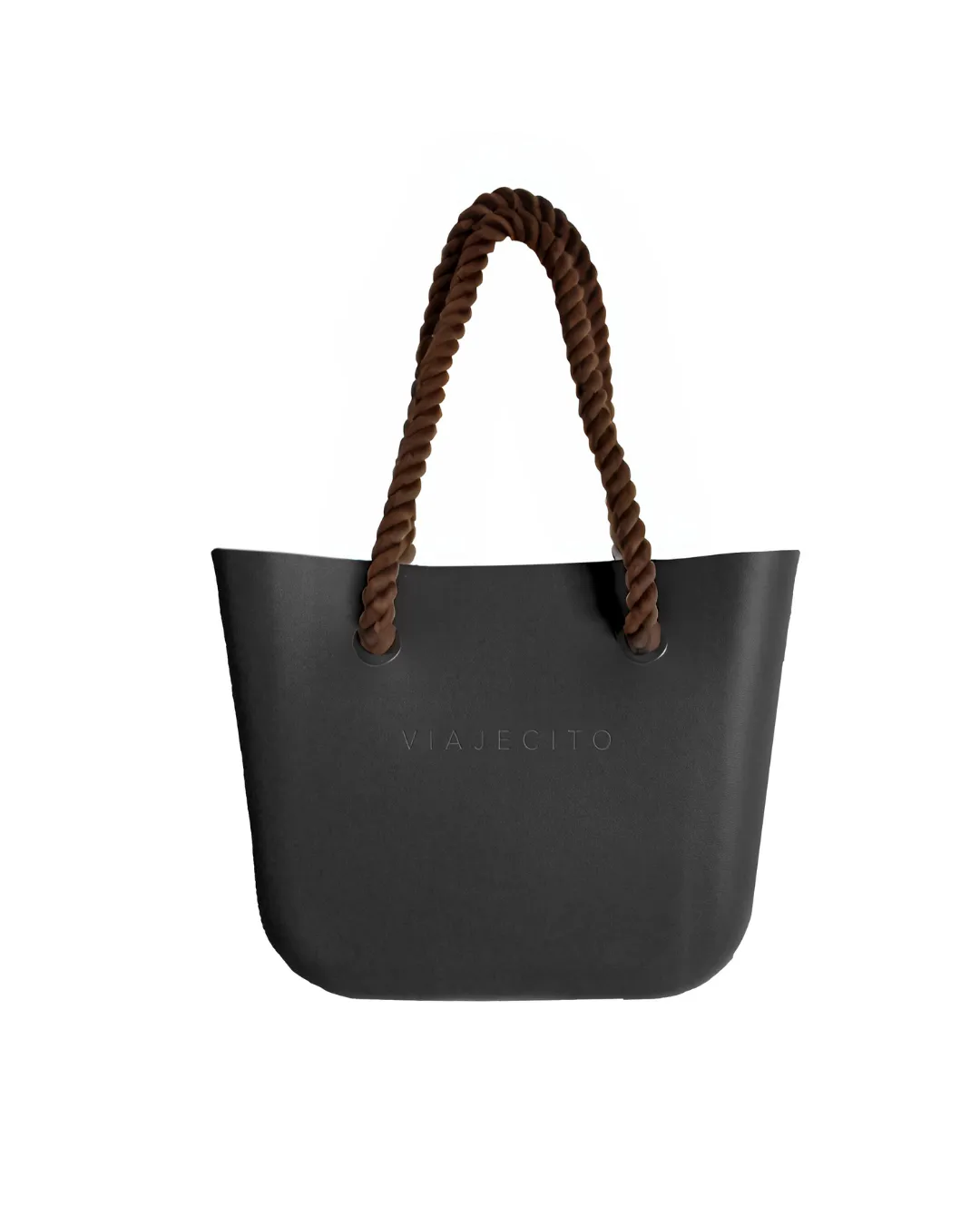 Midi Beach Tote Set - Black with Natural Lining