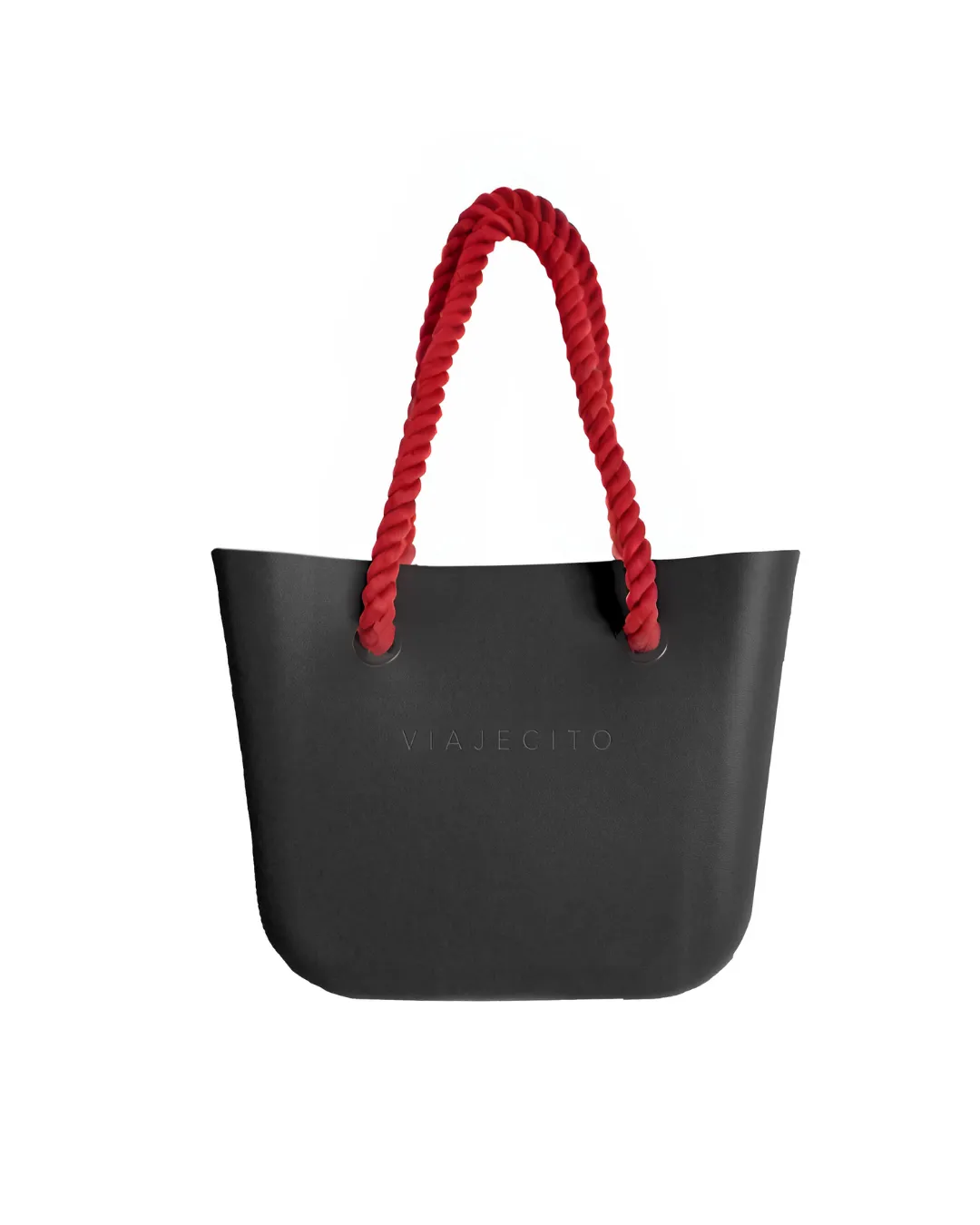 Midi Beach Tote Set - Black with Natural Lining