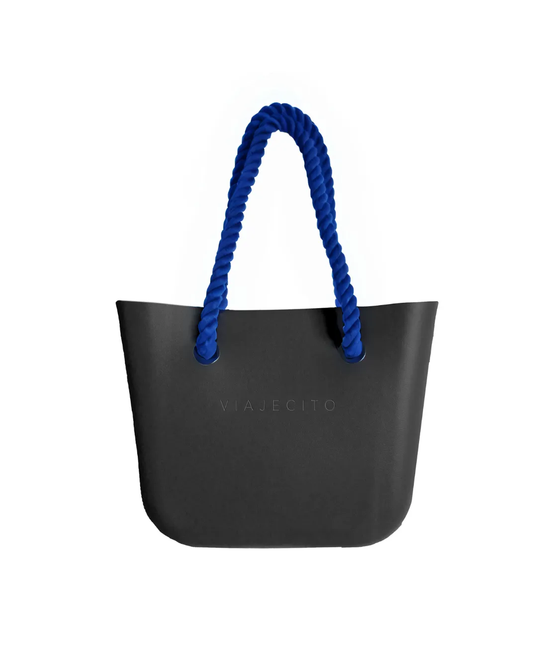 Midi Beach Tote Set - Black with Natural Lining