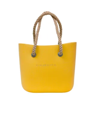 Midi Beach Tote Set - Camel Yellow with Natural Lining