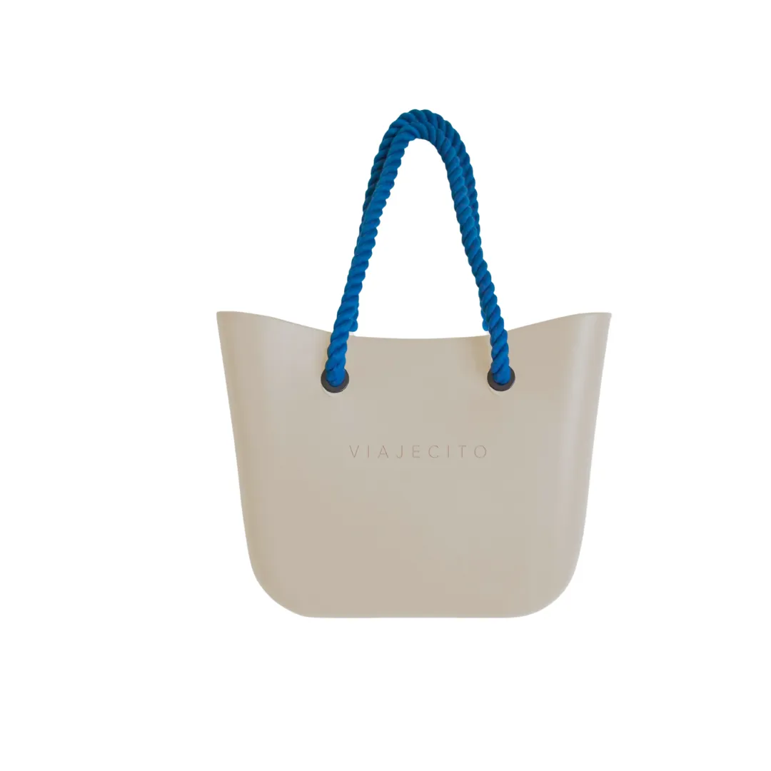 Midi Beach Tote Set - Fog with Natual Lining