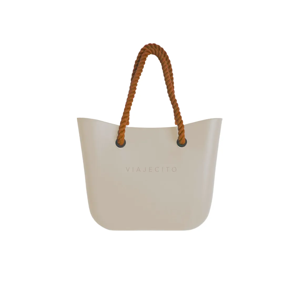 Midi Beach Tote Set - Fog with Natual Lining