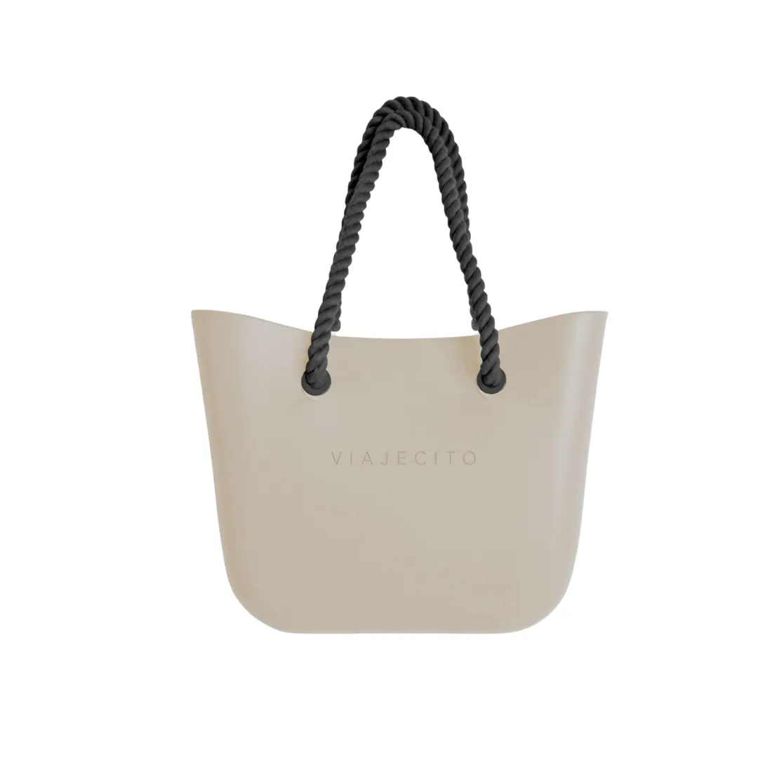 Midi Beach Tote Set - Fog with Natual Lining