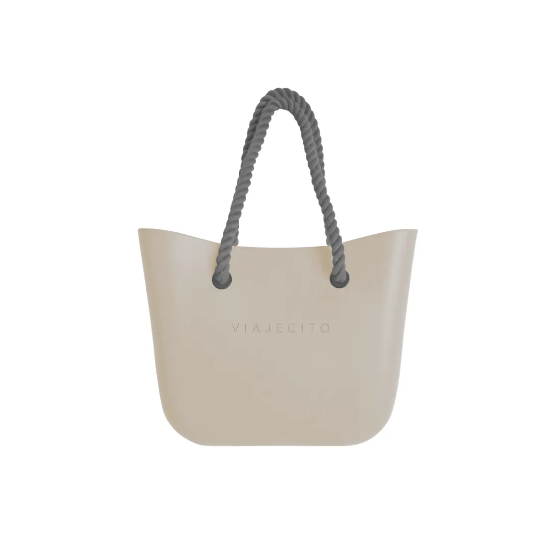 Midi Beach Tote Set - Fog with Natual Lining