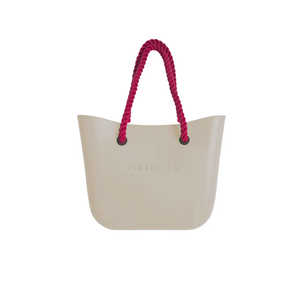 Midi Beach Tote Set - Fog with Natual Lining