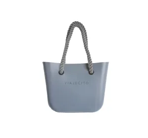 Midi Beach Tote Set - Grey with Natural Lining