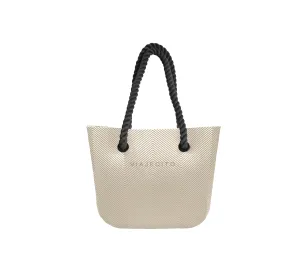 Midi Herringbone Beach Tote Set - Merengue with Natural Lining