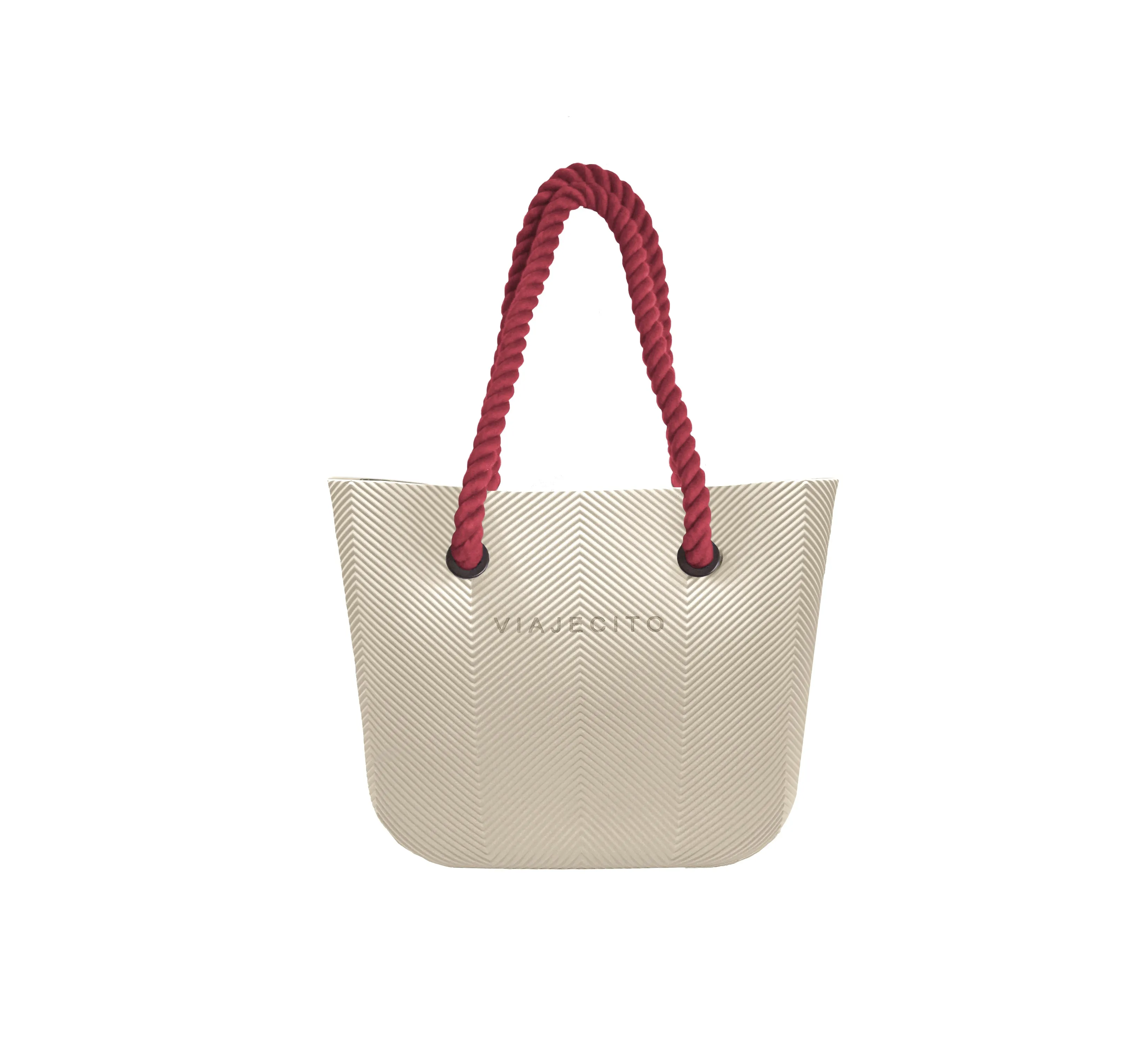 Midi Herringbone Beach Tote Set - Merengue with Natural Lining
