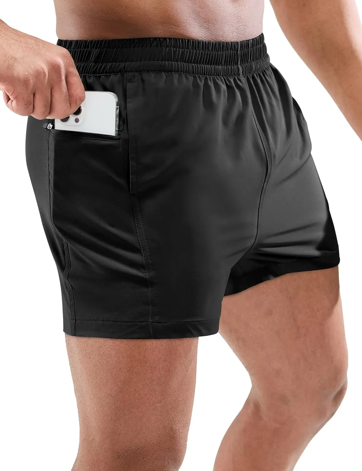MIER Men's 3 Inch Athletic Running Shorts with Brief Liner Quick Dry Gym Active Workout Lined Shorts with Zipper Pocket