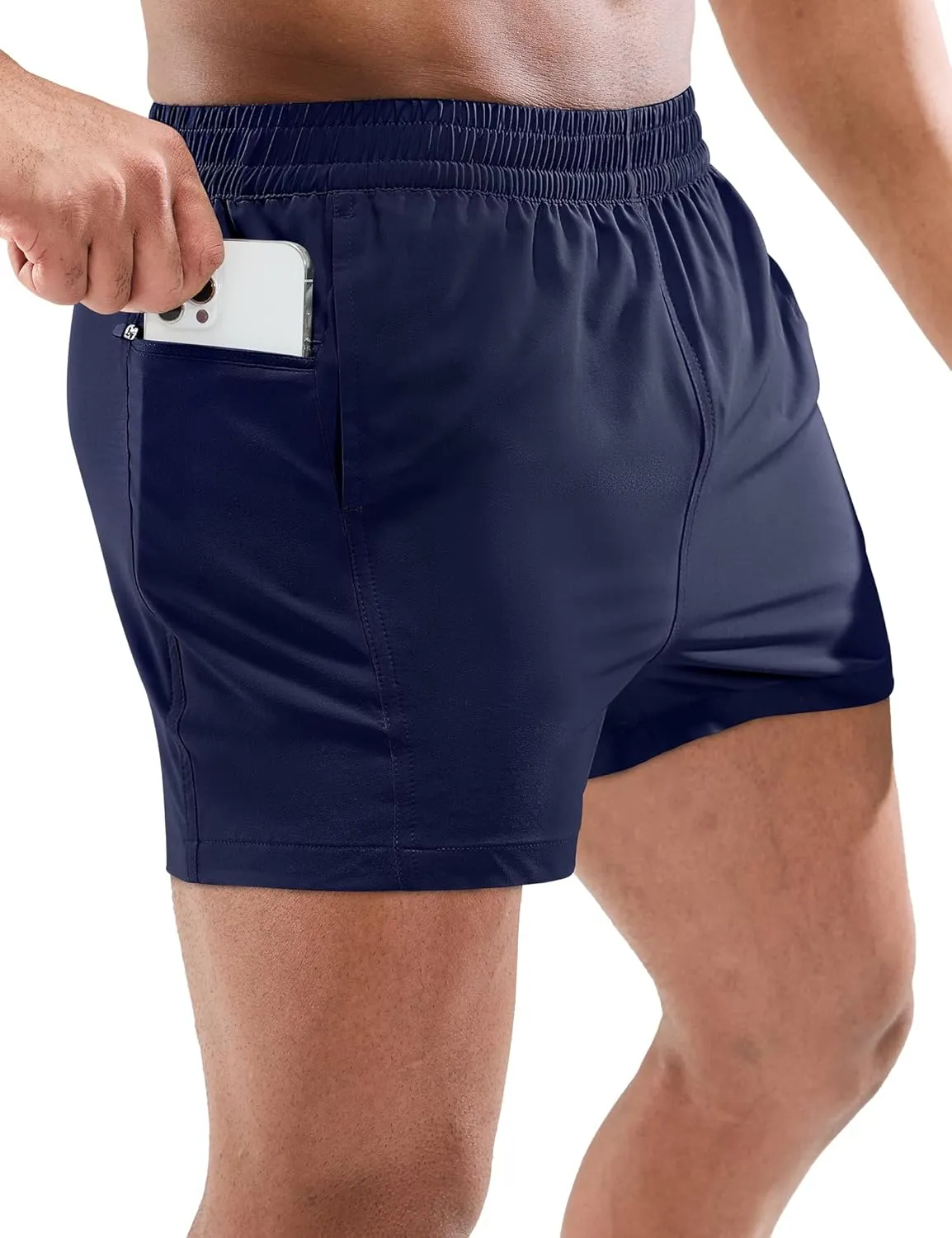 MIER Men's 3 Inch Athletic Running Shorts with Brief Liner Quick Dry Gym Active Workout Lined Shorts with Zipper Pocket