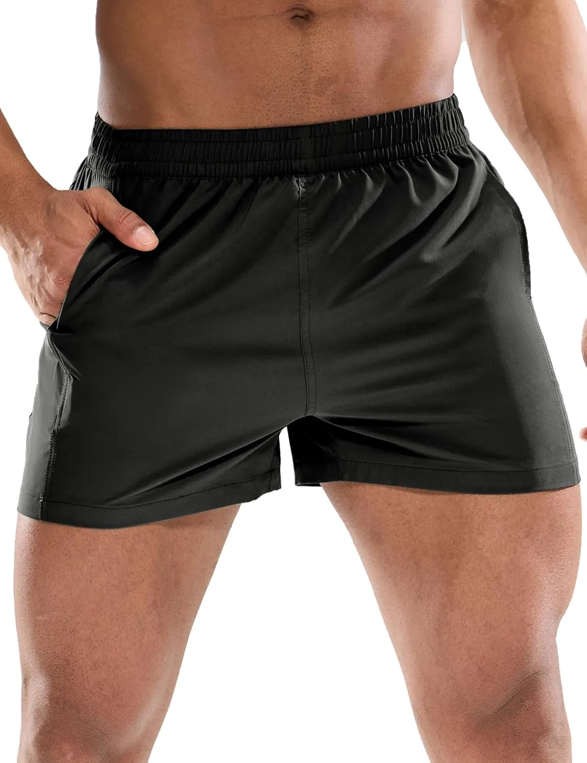 MIER Men's 3 Inch Athletic Running Shorts with Brief Liner Quick Dry Gym Active Workout Lined Shorts with Zipper Pocket