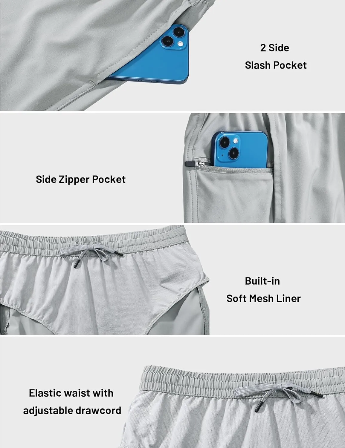 MIER Men's 3 Inch Athletic Running Shorts with Brief Liner Quick Dry Gym Active Workout Lined Shorts with Zipper Pocket