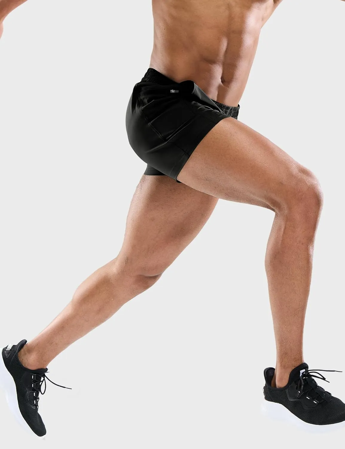 MIER Men's 3 Inch Athletic Running Shorts with Brief Liner Quick Dry Gym Active Workout Lined Shorts with Zipper Pocket