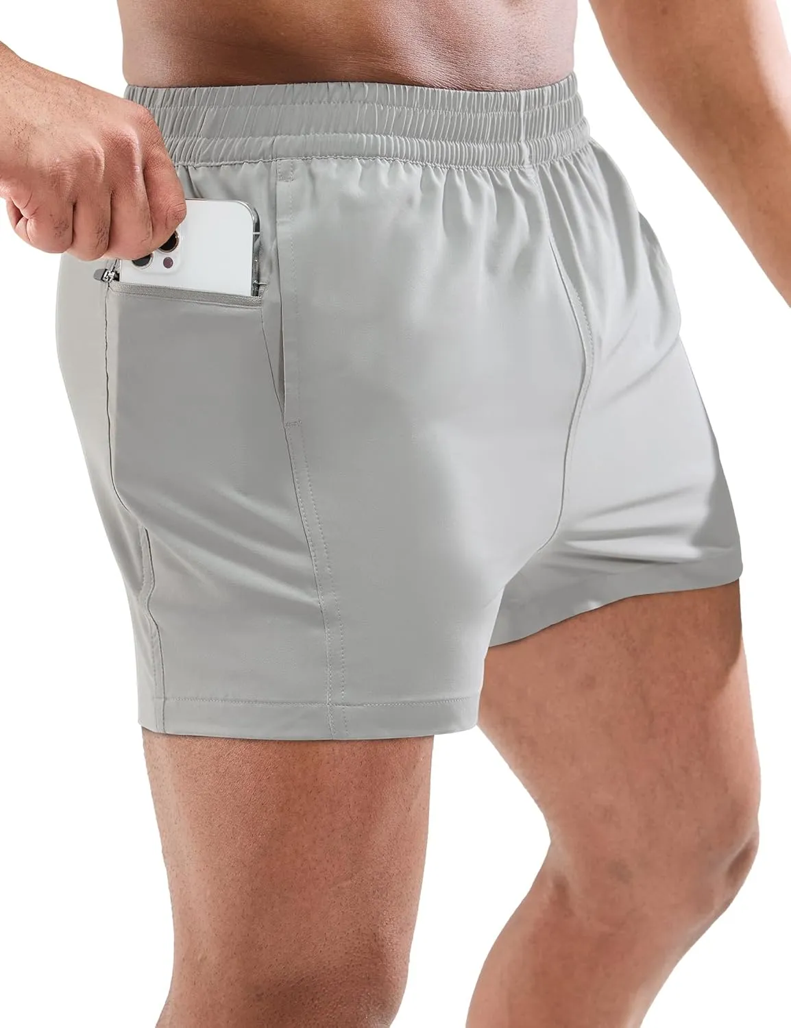 MIER Men's 3 Inch Athletic Running Shorts with Brief Liner Quick Dry Gym Active Workout Lined Shorts with Zipper Pocket