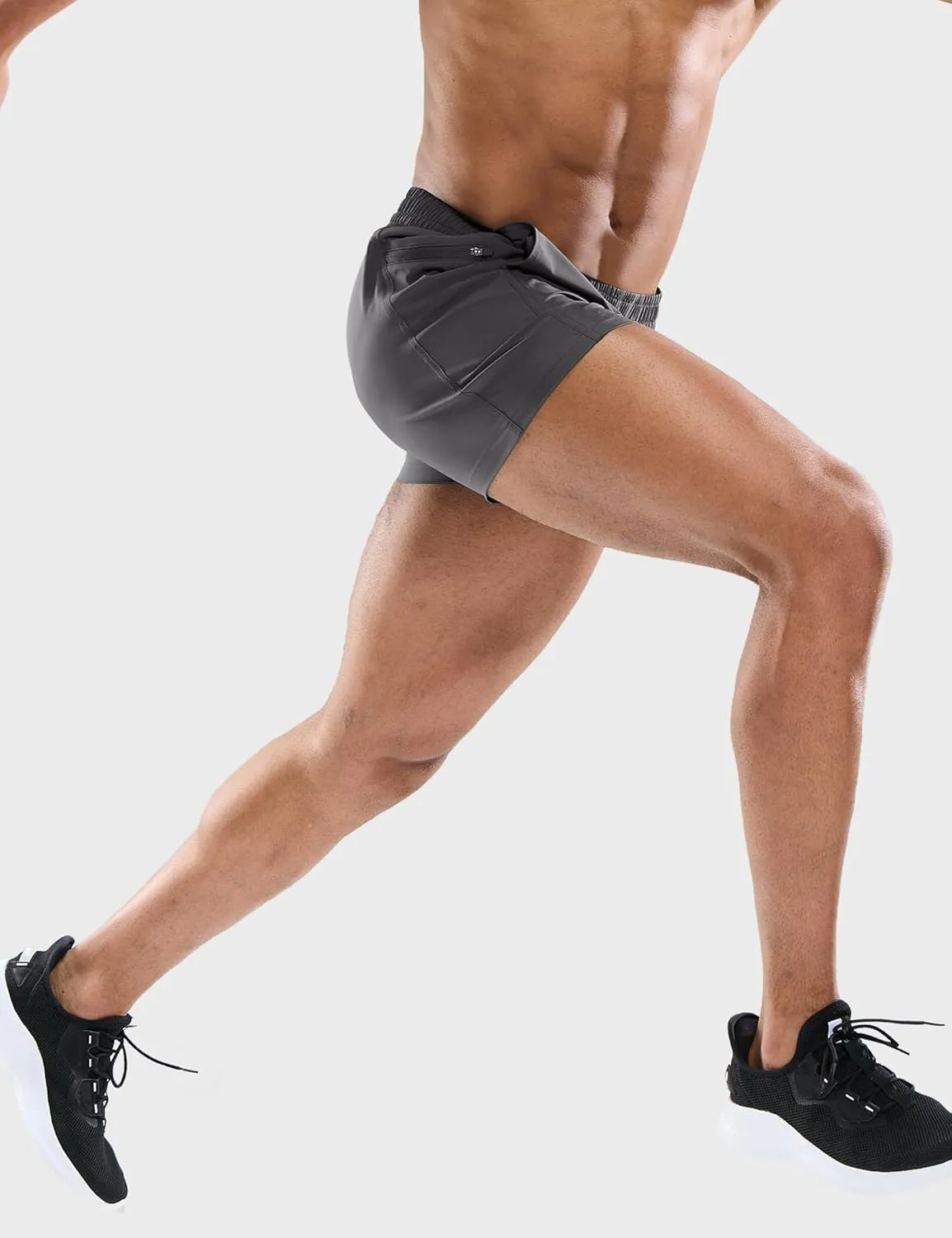 MIER Men's 3 Inch Athletic Running Shorts with Brief Liner Quick Dry Gym Active Workout Lined Shorts with Zipper Pocket