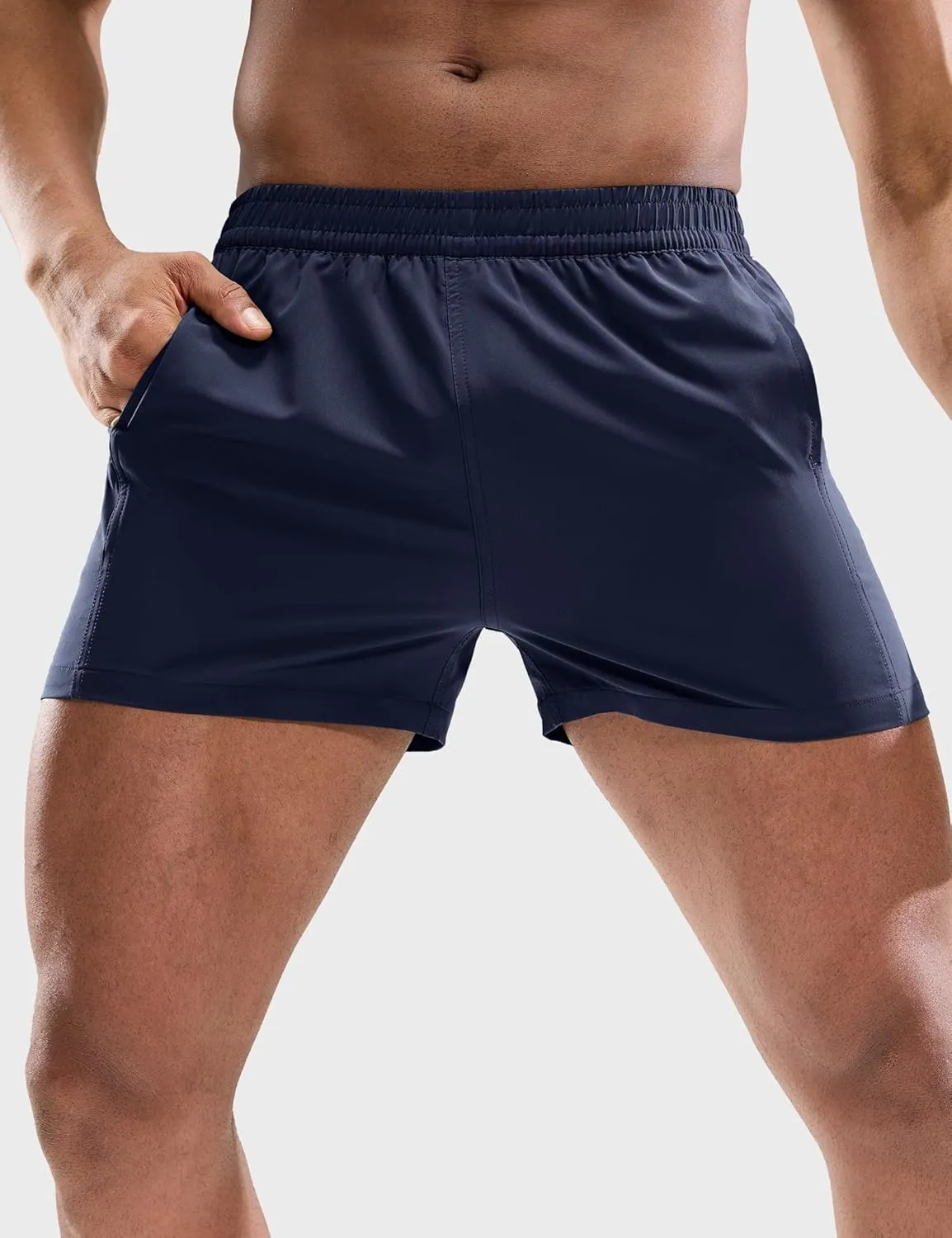 MIER Men's 3 Inch Athletic Running Shorts with Brief Liner Quick Dry Gym Active Workout Lined Shorts with Zipper Pocket