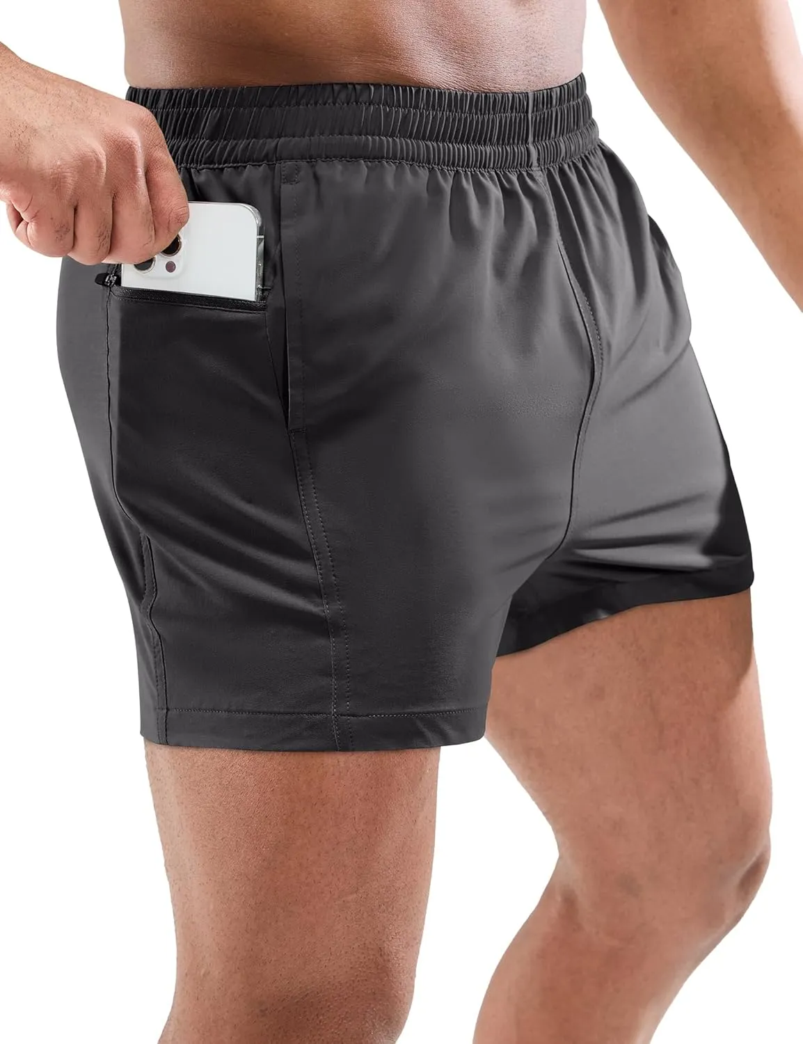 MIER Men's 3 Inch Athletic Running Shorts with Brief Liner Quick Dry Gym Active Workout Lined Shorts with Zipper Pocket
