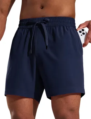 MIER Running Gym Shorts for Men 5 Inch Quick Dry Athletic Workout Shorts with Zipper Pockets, Elastic Waist, No Liner