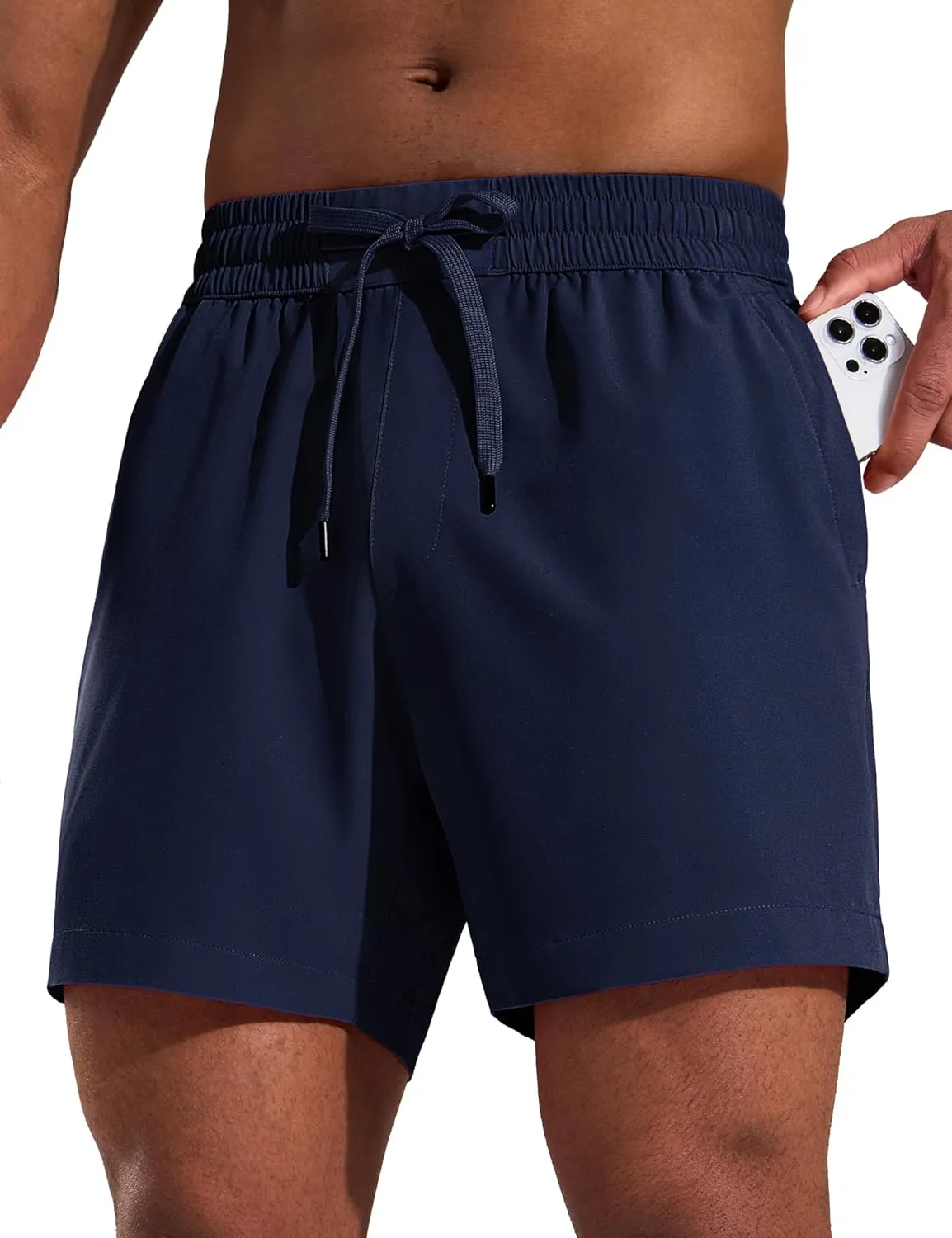MIER Running Gym Shorts for Men 5 Inch Quick Dry Athletic Workout Shorts with Zipper Pockets, Elastic Waist, No Liner