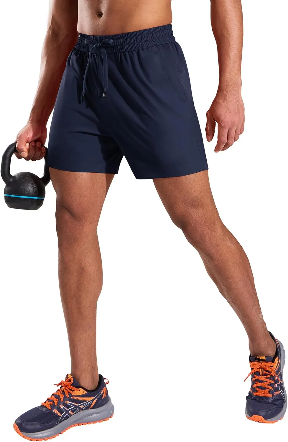 MIER Running Gym Shorts for Men 5 Inch Quick Dry Athletic Workout Shorts with Zipper Pockets, Elastic Waist, No Liner