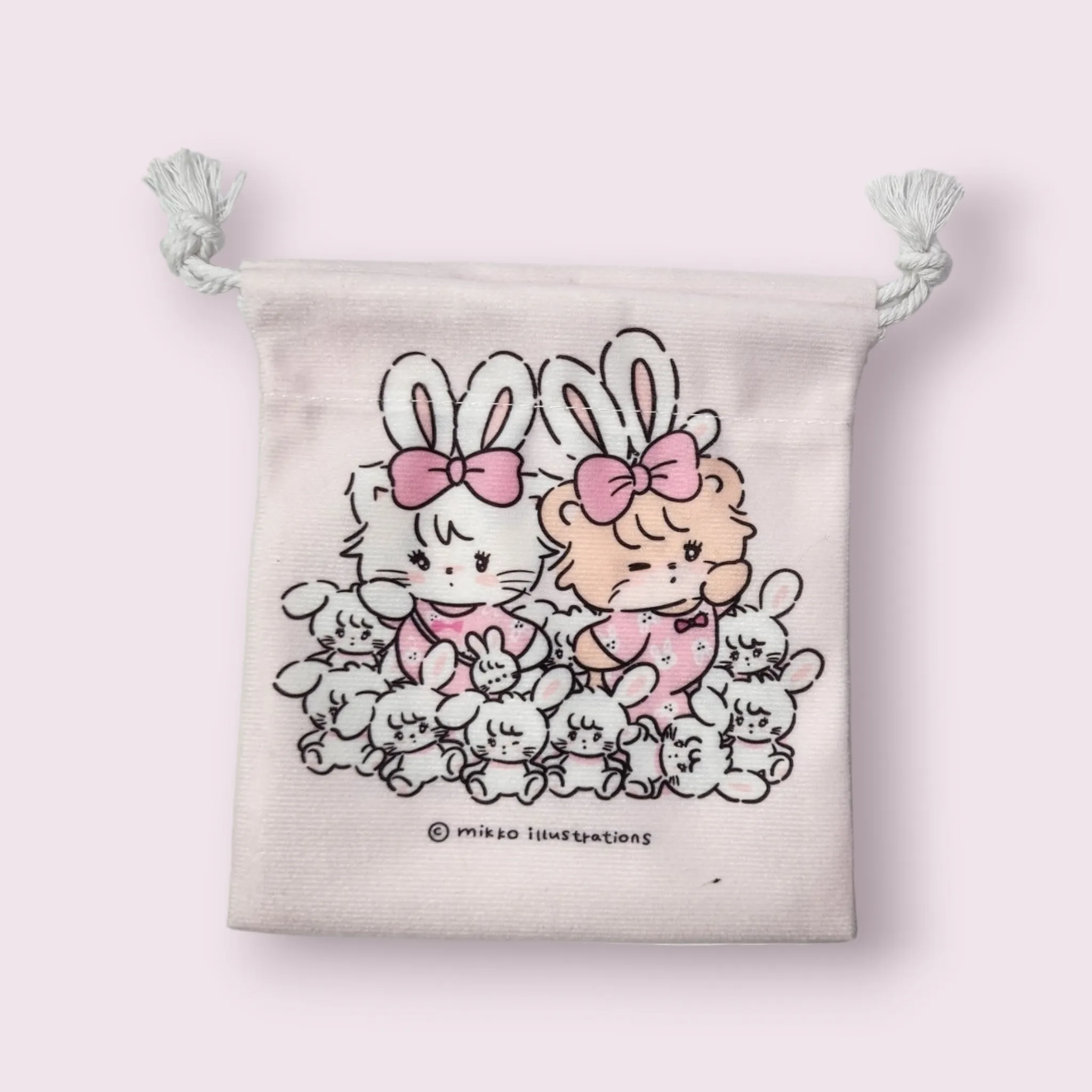 Mikko Illustrations Mousse & Latte Bunny Soft Drawstring Bag