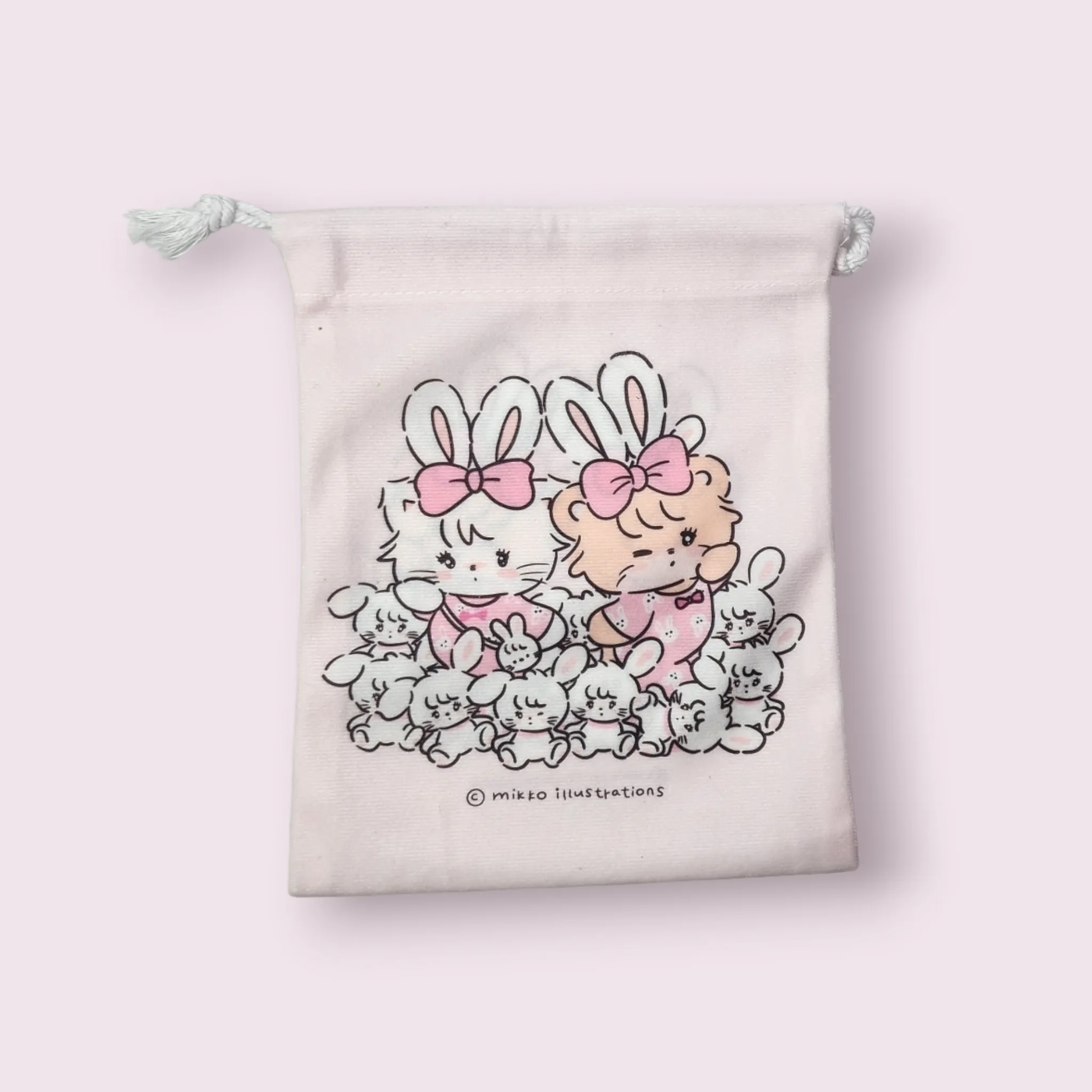 Mikko Illustrations Mousse & Latte Bunny Soft Drawstring Bag