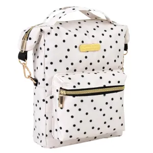 Mini Backpack Tote for Women, Teens and Girls for Work, School, Recreation, Commuting & Traveling in White Polka Dot