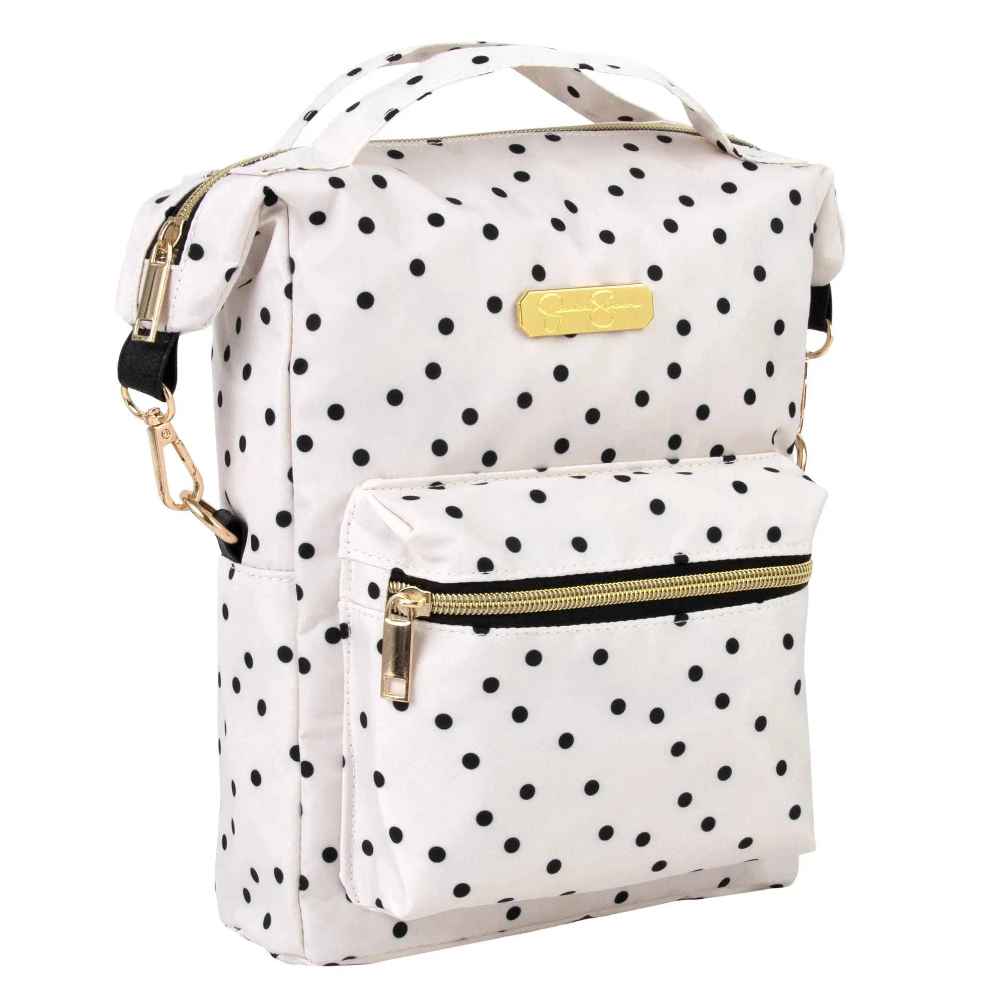 Mini Backpack Tote for Women, Teens and Girls for Work, School, Recreation, Commuting & Traveling in White Polka Dot