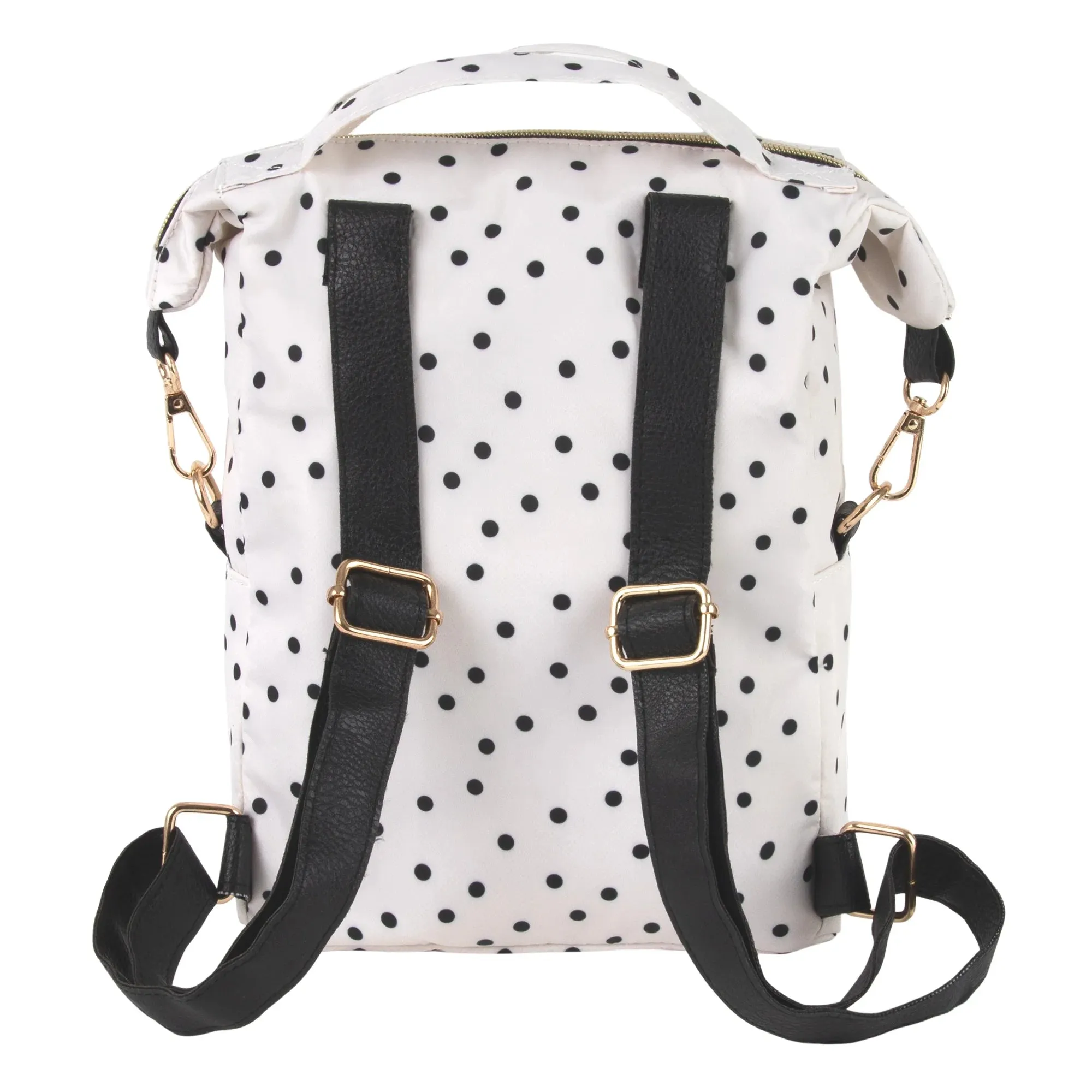 Mini Backpack Tote for Women, Teens and Girls for Work, School, Recreation, Commuting & Traveling in White Polka Dot