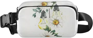 Mini Belt Bag Waist Packs Waist Pouch Crossbody Bags Daisy Lightbulb Watercolor for Workout Running Travelling Hiking