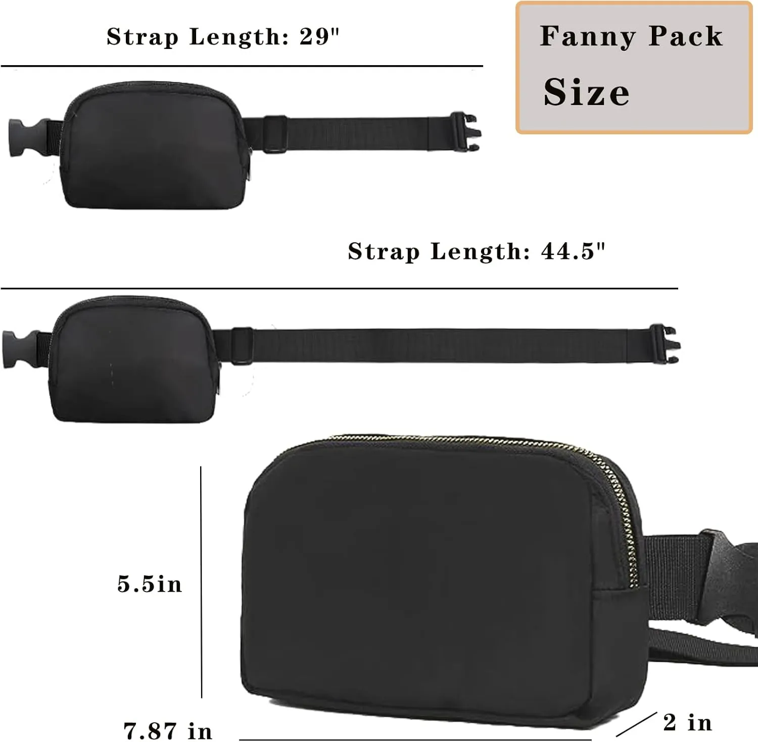 Mini Fanny Pack Crossbody Bags, Belt Bag for Women and Men with Adjustable Strap Fashionable Waterproof Waist Pack for Traveling Running Hiking Cycling
