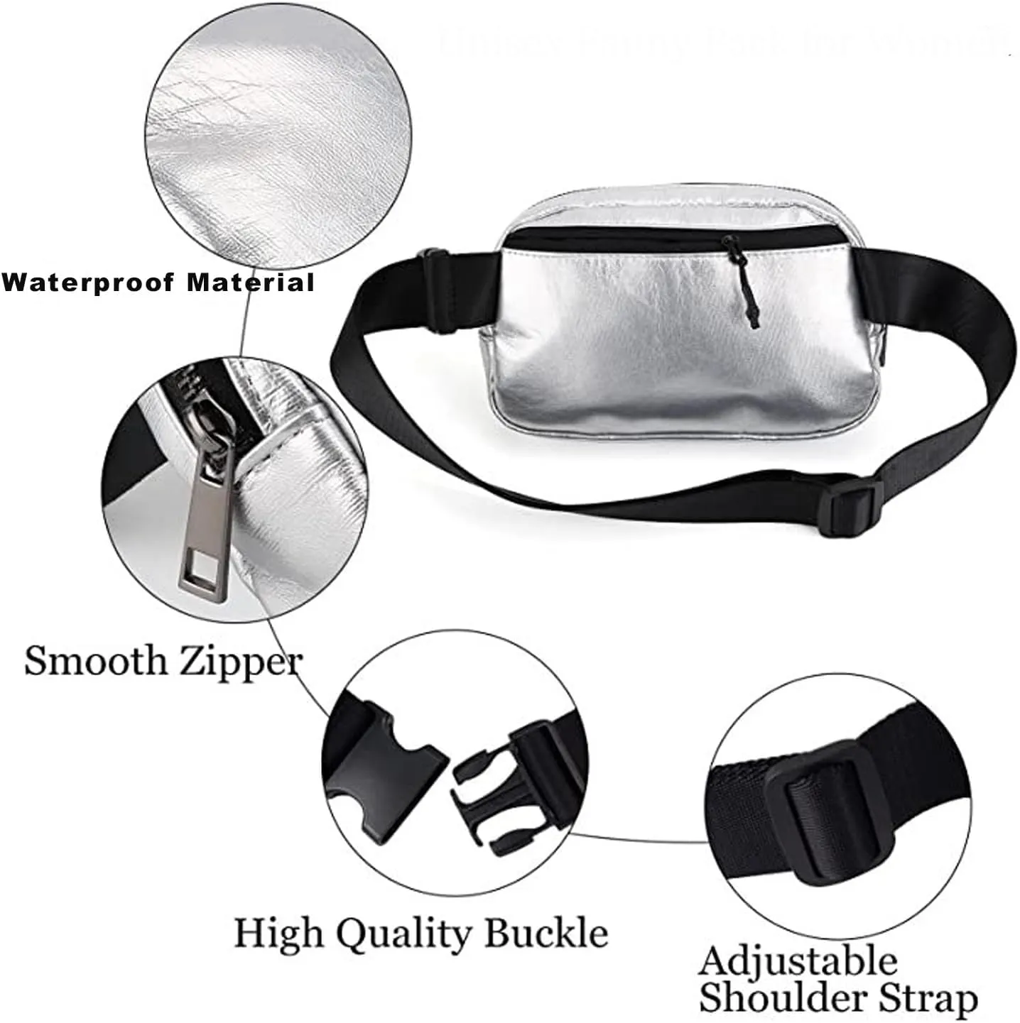 Mini Fanny Pack Crossbody Bags, Belt Bag for Women and Men with Adjustable Strap Fashionable Waterproof Waist Pack for Traveling Running Hiking Cycling
