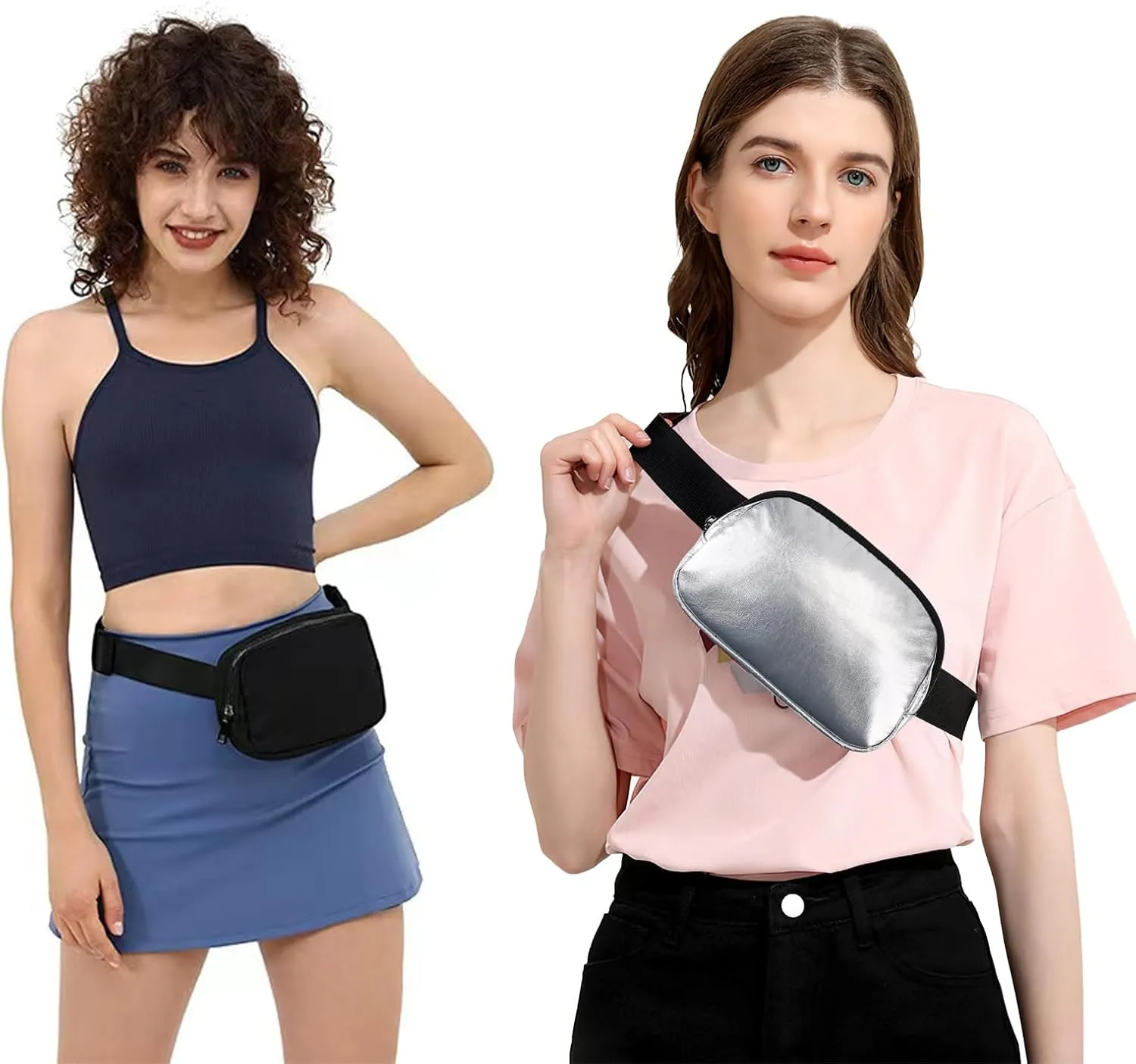 Mini Fanny Pack Crossbody Bags, Belt Bag for Women and Men with Adjustable Strap Fashionable Waterproof Waist Pack for Traveling Running Hiking Cycling
