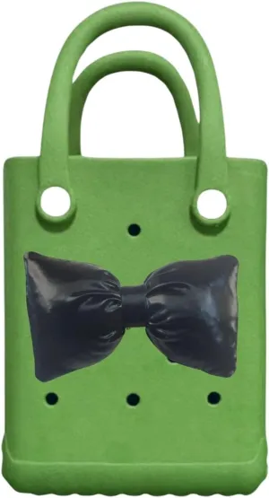 Mini Rubber tote bag, Rubber Beach Tote, Lightweight Washable Tote for Beach Pool Travel (Green Black)