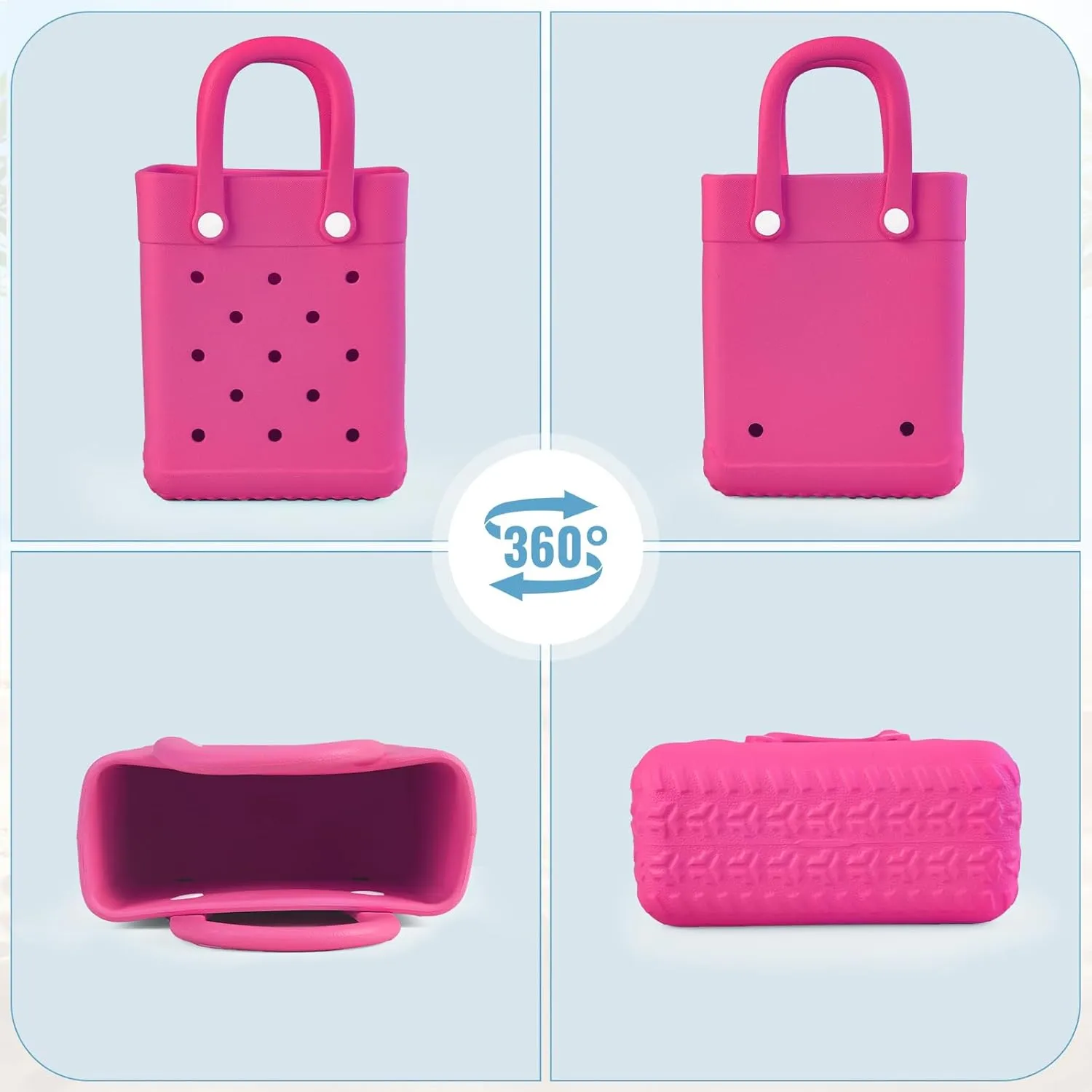 Mini Rubber Tote Bag With 7 Charms X-Small Rubber Beach Bag For Little Girls And Woman