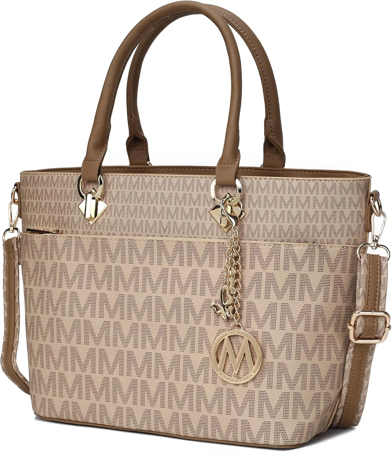 MKF Crossbody Shoulder Bag for Women – PU Leather Top Handle Pocketbook – Roomy Tote Satchel Handbag Purse M Charm