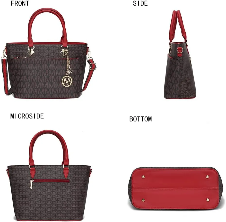 MKF Crossbody Shoulder Bag for Women – PU Leather Top Handle Pocketbook – Roomy Tote Satchel Handbag Purse M Charm