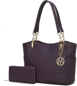 MKF Shoulder Bag for Women & Wallet Purse Set: PU Leather Tote Handbag – Top-Handle Stylish Satchel Pocketbook