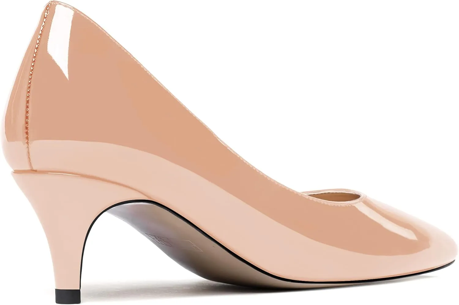 MODENCOCO Women's Round Toe Slip On Patent Leather Kitten Low Heel Pumps Shoes for Business Office Work 2 Inch