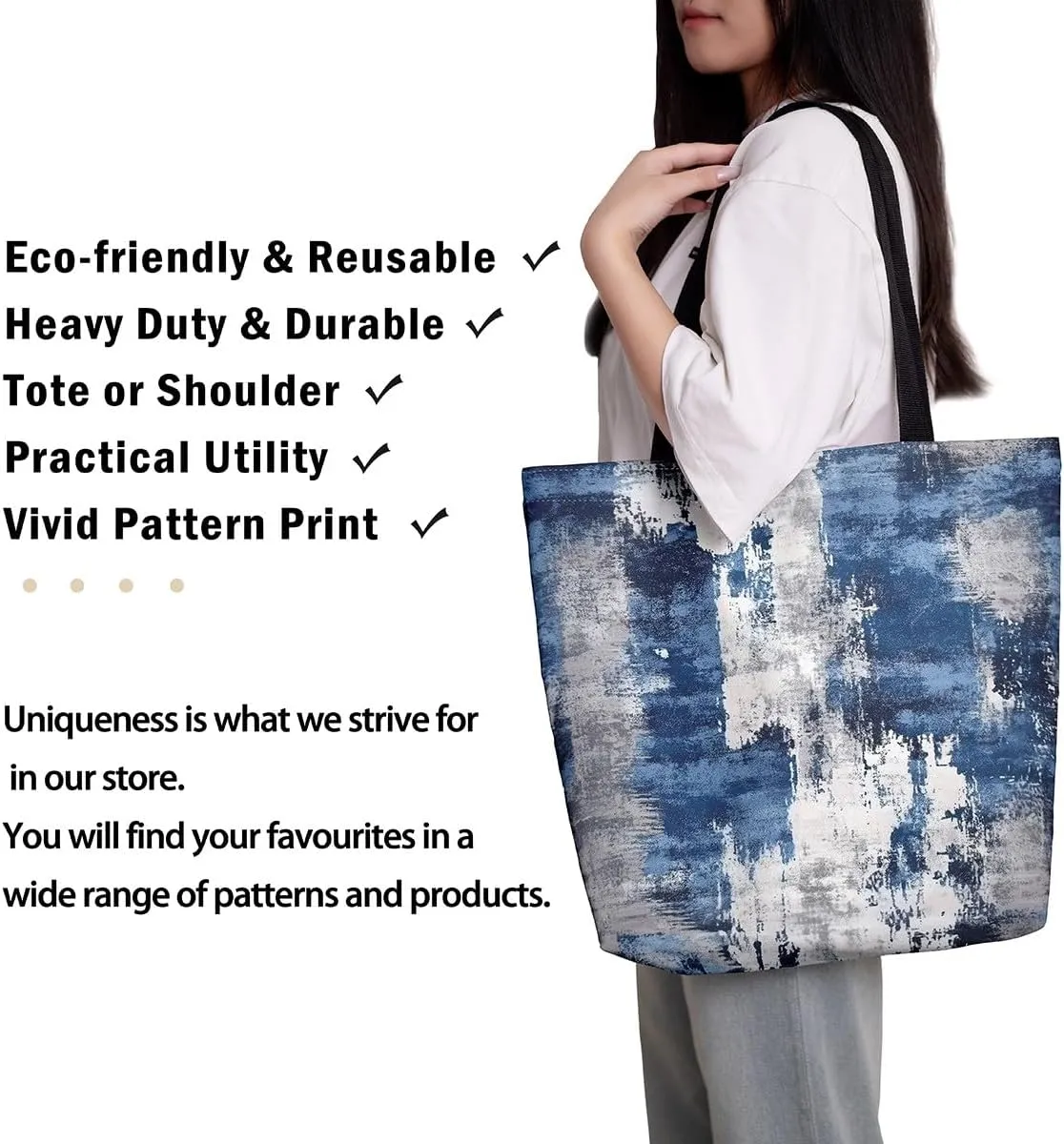 Modern Abstract Canvas Tote Bag Vintage Ombre Art Sandproof Beach Bag,Minimalism Red Orange Blue