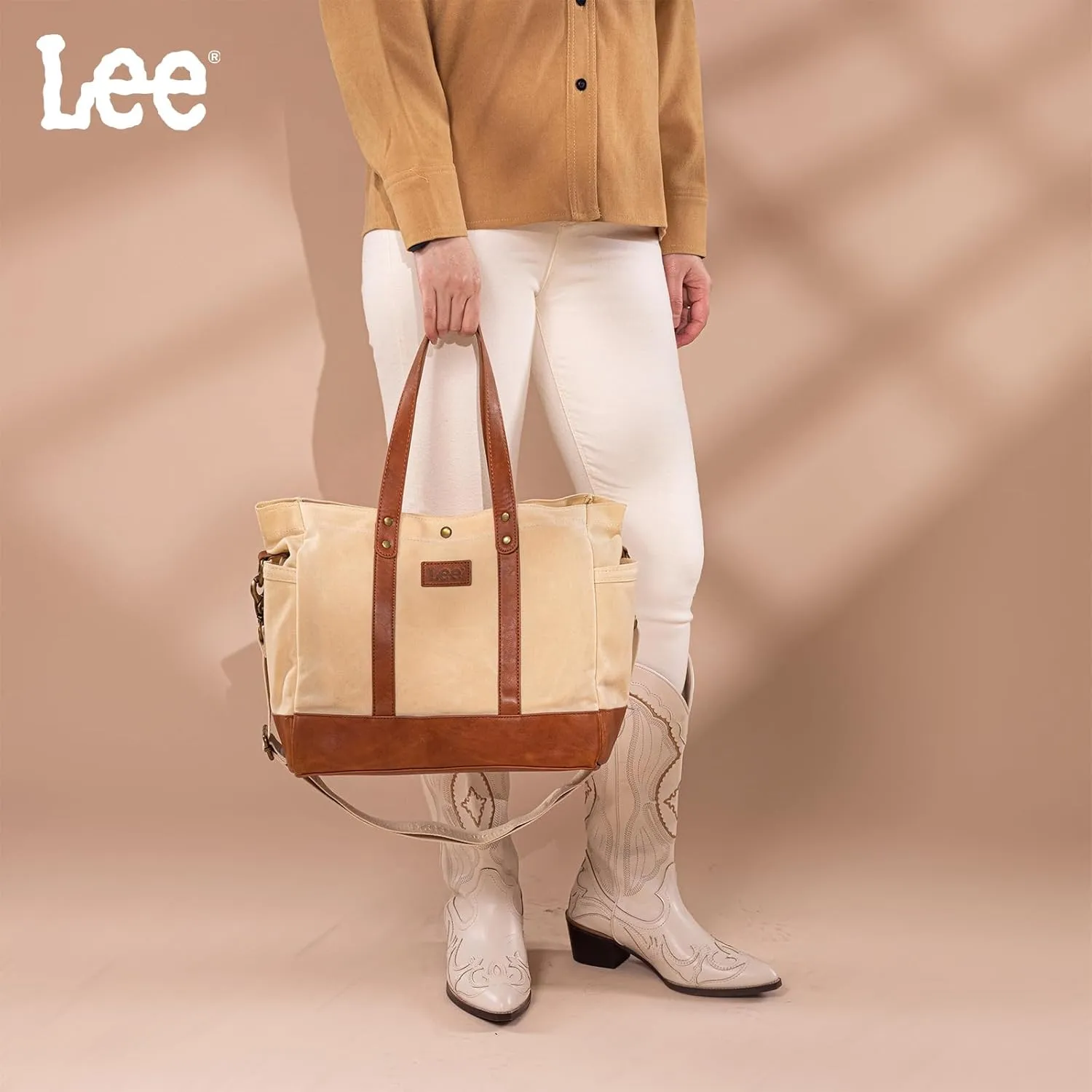 Montana West x Lee Tote Bag for Women Waxed Canvas Shoulder Handbags Crossbody Bag with Adjustable Strap