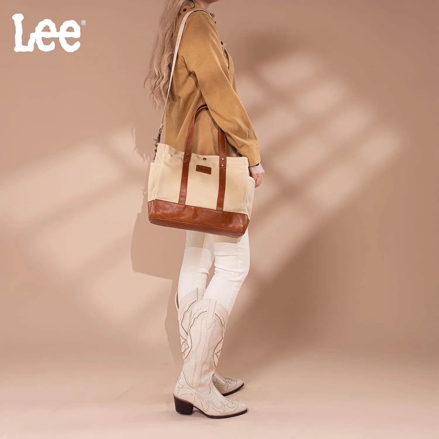Montana West x Lee Tote Bag for Women Waxed Canvas Shoulder Handbags Crossbody Bag with Adjustable Strap