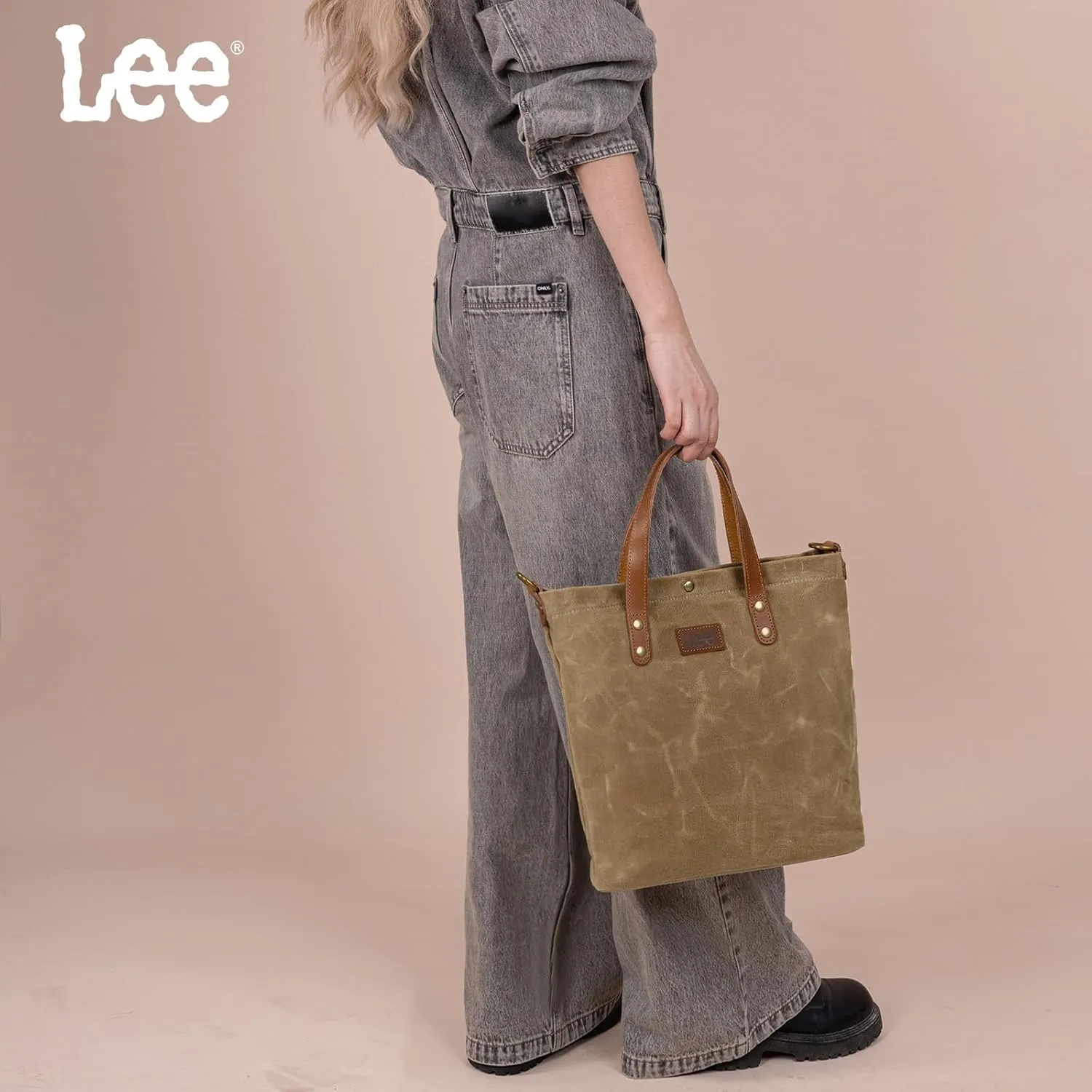 Montana West x Lee Tote Bag for Women Waxed Canvas Top Handle Handbags with Leather Handle and Strap