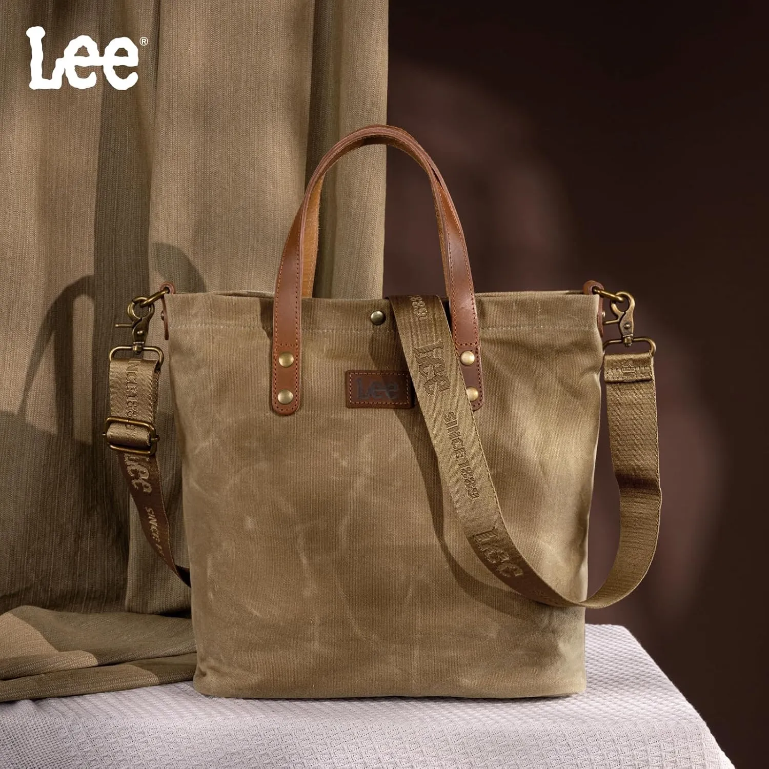 Montana West x Lee Tote Bag for Women Waxed Canvas Top Handle Handbags with Leather Handle and Strap