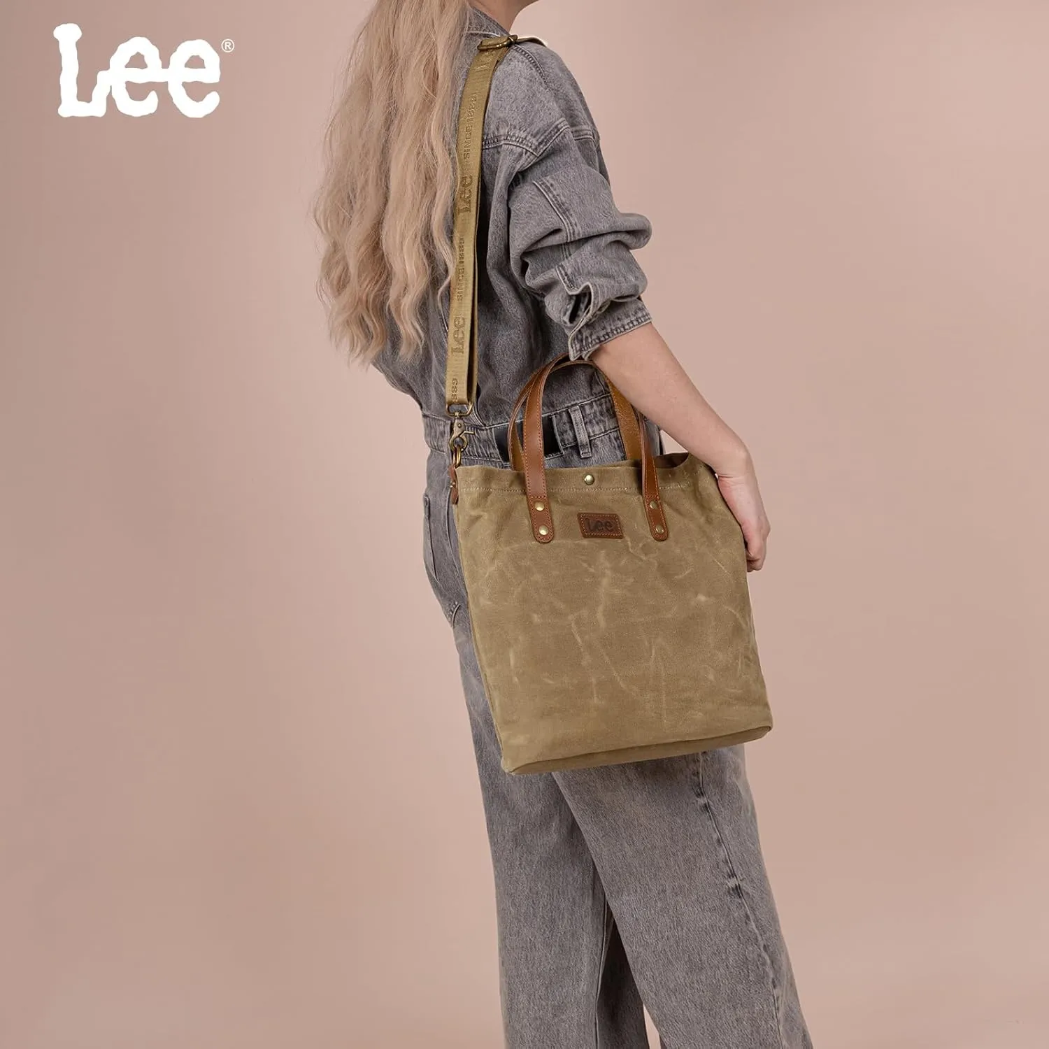 Montana West x Lee Tote Bag for Women Waxed Canvas Top Handle Handbags with Leather Handle and Strap