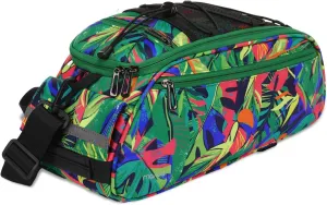 MOSISO Bike Rack Bag, Waterproof Bicycle Trunk Pannier Rear Seat Pouch Cycling Bike Carrier Backseat Storage Luggage Saddle Shoulder Bag, Colorful Tropical Leaves