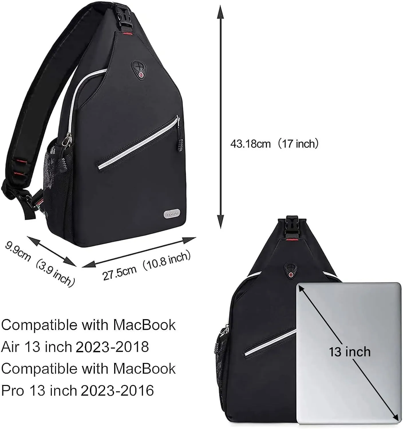 MOSISO Rope Sling Backpack (Up to 13 inch), Multipurpose Crossbody Chest One Shoulder Outdoor Travel Hiking Daypack