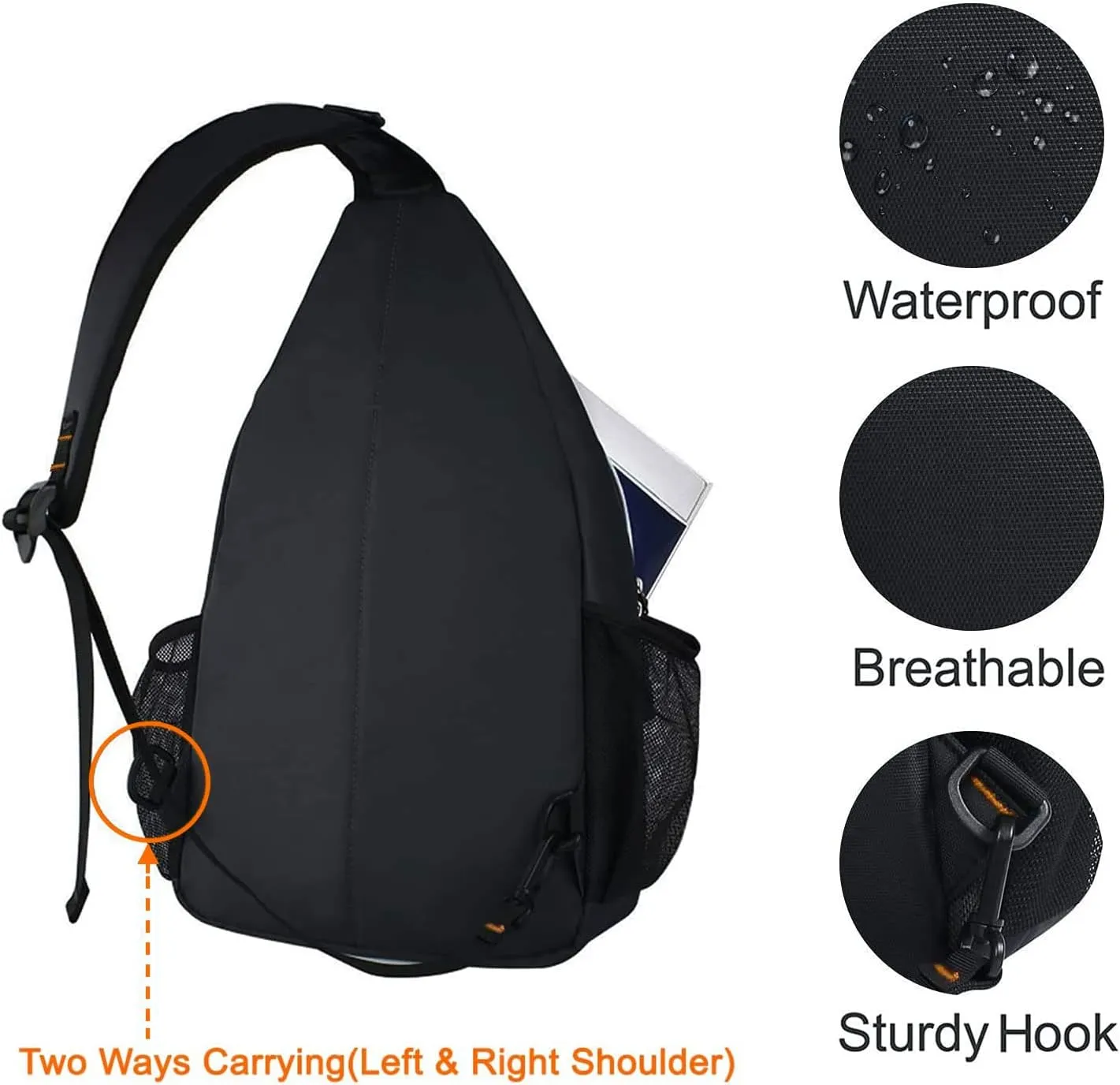 MOSISO Rope Sling Backpack (Up to 13 inch), Multipurpose Crossbody Chest One Shoulder Outdoor Travel Hiking Daypack