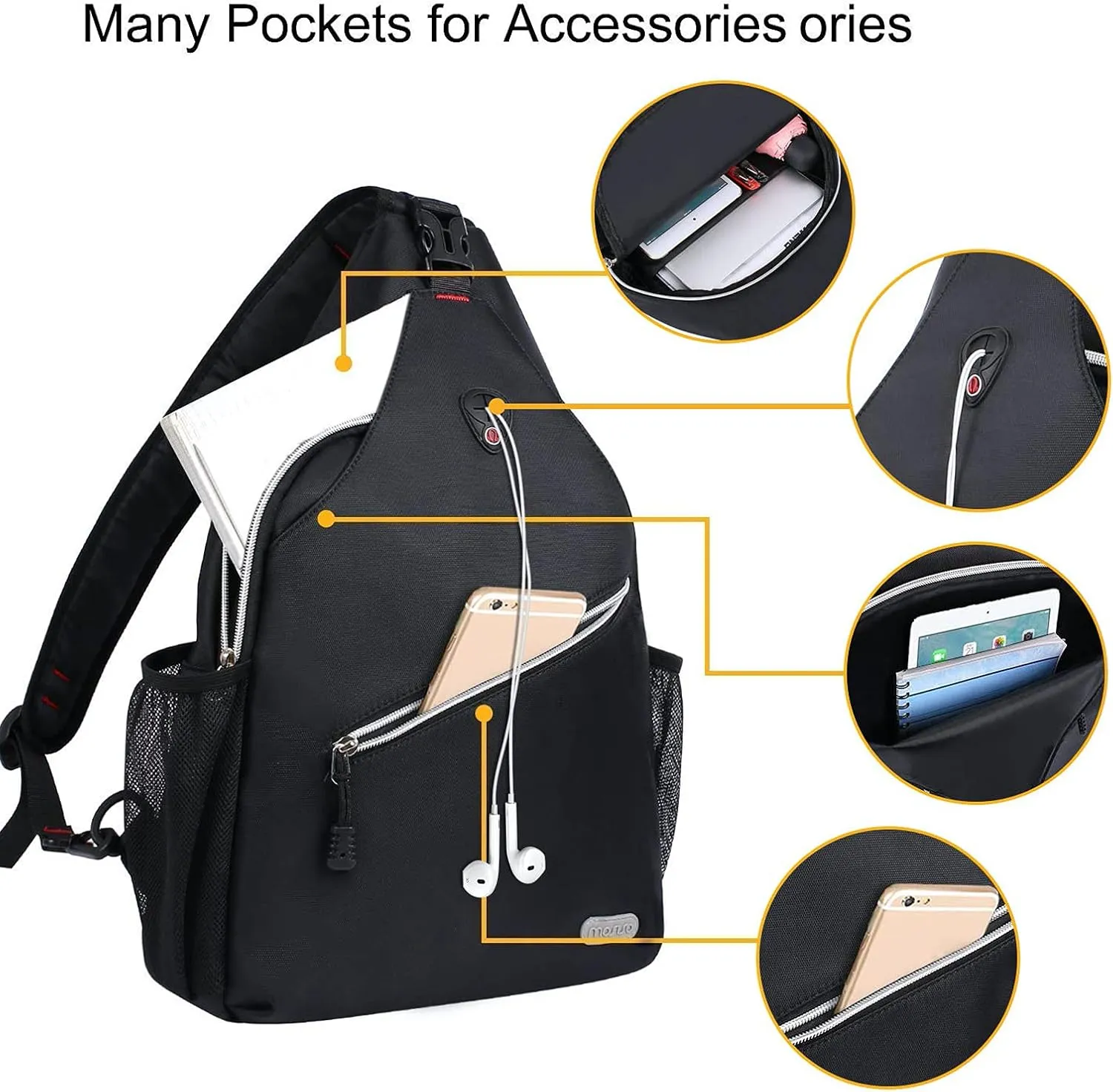 MOSISO Rope Sling Backpack (Up to 13 inch), Multipurpose Crossbody Chest One Shoulder Outdoor Travel Hiking Daypack